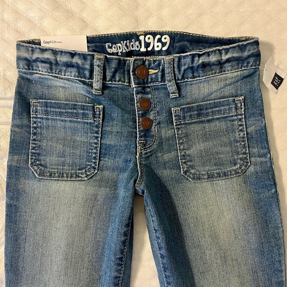 Gap kids girls jeans size 8 adjustable waist bootcut snap fly 1969 - Picture 2 of 7